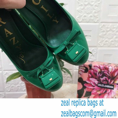 Dolce  &  Gabbana Block Heel 10.5cm Leather Sicily Pumps Green 2021